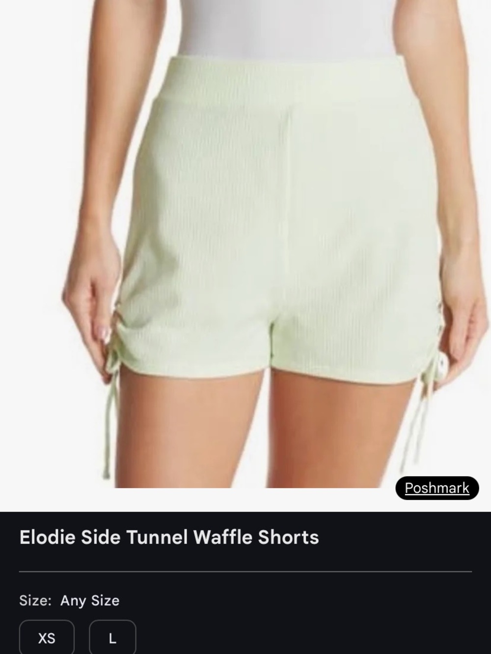 Elodie Waffle Side-Tie Shorts in Pale Green